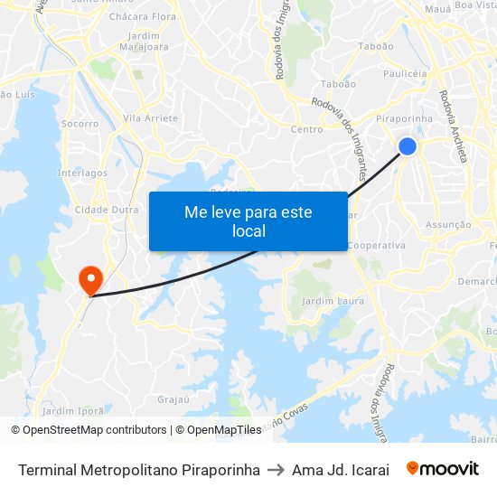 Terminal Metropolitano Piraporinha to Ama Jd. Icarai map