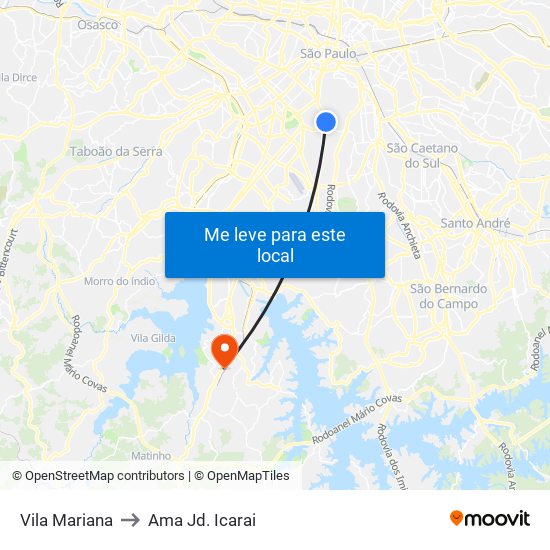 Vila Mariana to Ama Jd. Icarai map