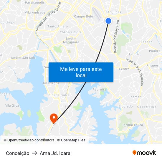 Conceição to Ama Jd. Icarai map