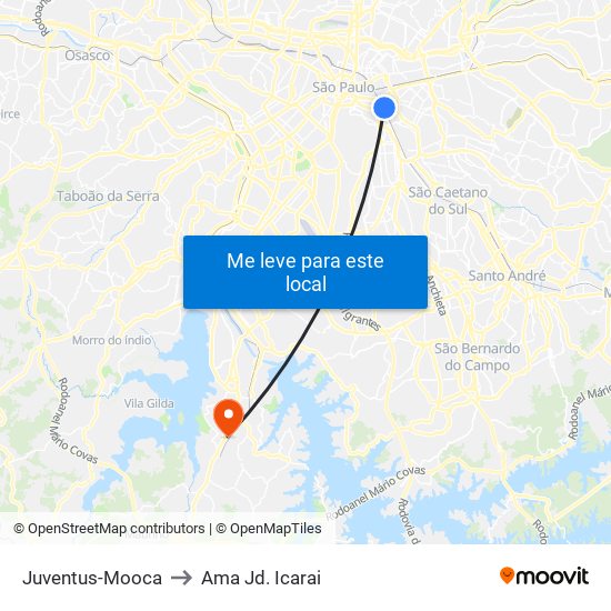 Juventus-Mooca to Ama Jd. Icarai map