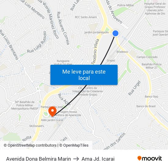 Avenida Dona Belmira Marin to Ama Jd. Icarai map