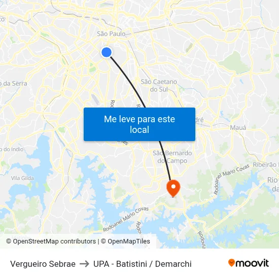 Vergueiro Sebrae to UPA - Batistini / Demarchi map