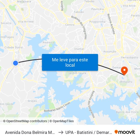 Avenida Dona Belmira Marin to UPA - Batistini / Demarchi map
