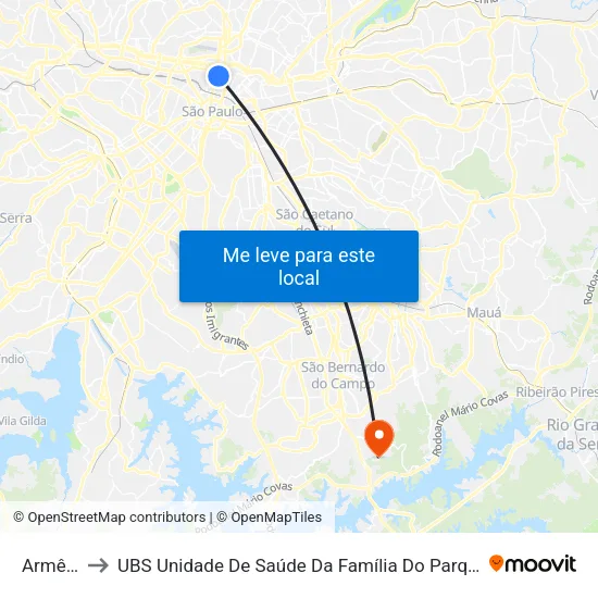 Armênia to UBS Unidade De Saúde Da Família Do Parque Selecta map