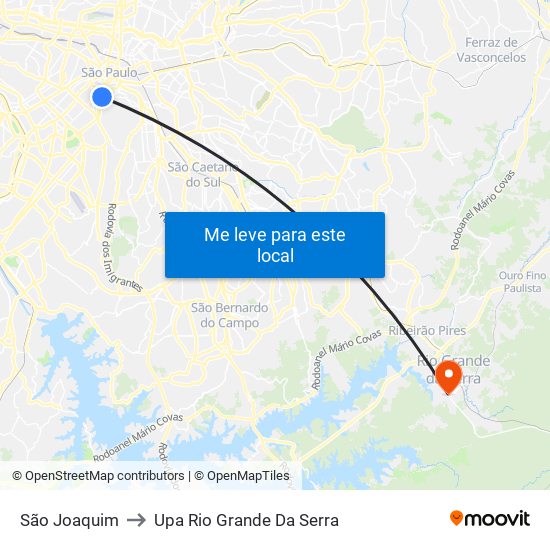 São Joaquim to Upa Rio Grande Da Serra map