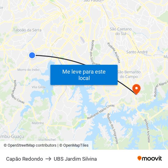 Capão Redondo to UBS Jardim Silvina map