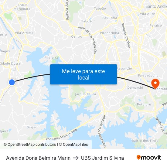 Avenida Dona Belmira Marin to UBS Jardim Silvina map