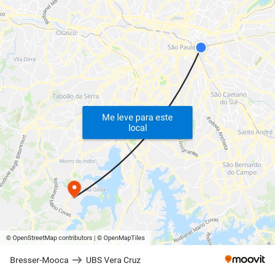 Bresser-Mooca to UBS Vera Cruz map