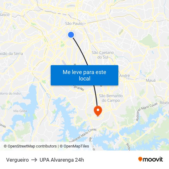 Vergueiro to UPA Alvarenga 24h map