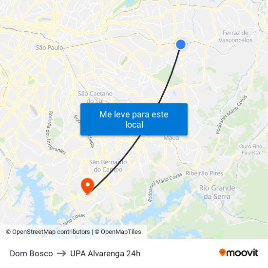 Dom Bosco to UPA Alvarenga 24h map