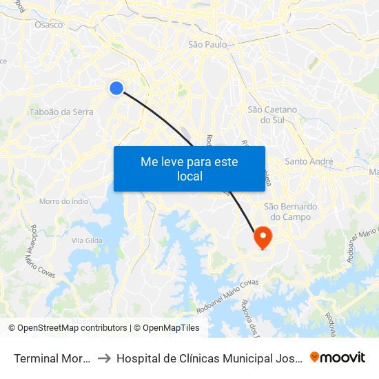 Terminal Morumbi to Hospital de Clínicas Municipal José Alencar map