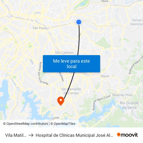 Vila Matilde to Hospital de Clínicas Municipal José Alencar map