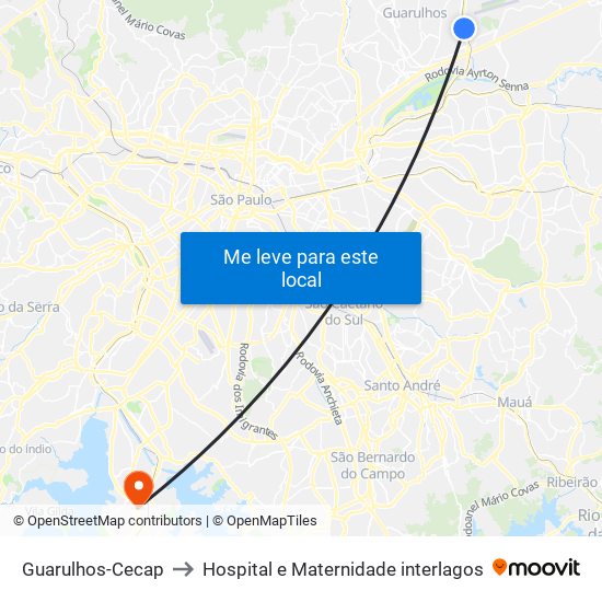 Guarulhos-Cecap to Hospital e Maternidade interlagos map