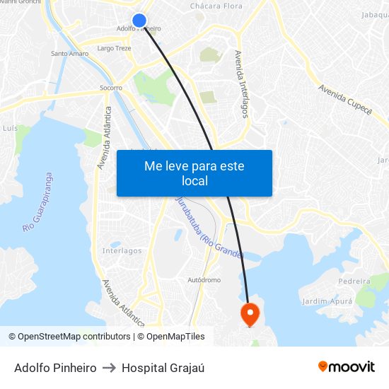 Adolfo Pinheiro to Hospital Grajaú map