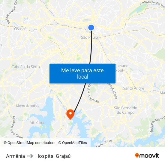 Armênia to Hospital Grajaú map