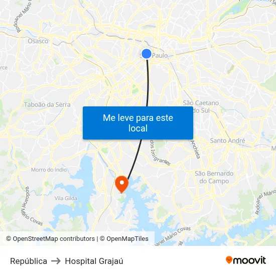 República to Hospital Grajaú map