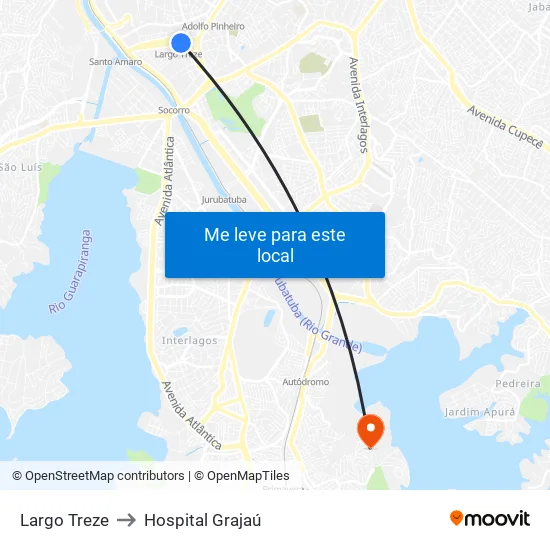 Largo Treze to Hospital Grajaú map