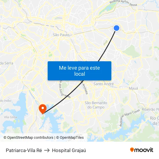 Patriarca-Vila Ré to Hospital Grajaú map