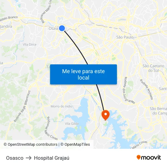 Osasco to Hospital Grajaú map