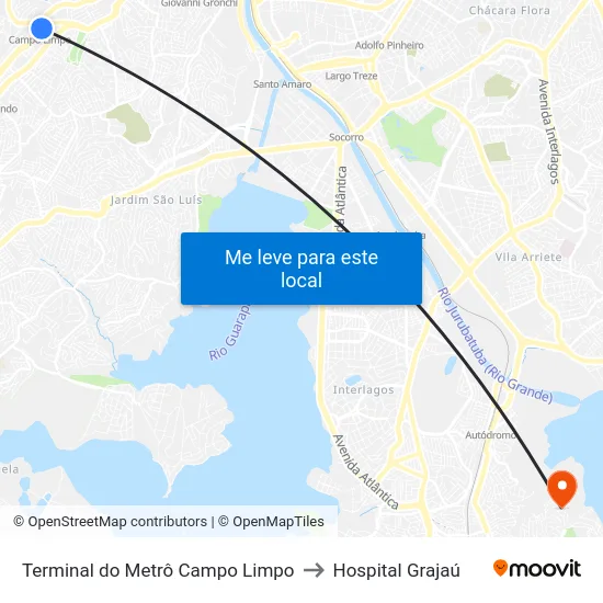 Terminal do Metrô Campo Limpo to Hospital Grajaú map