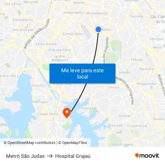 Metrô São Judas to Hospital Grajaú map