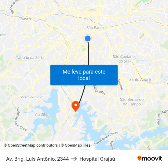 Av. Brig. Luís Antônio, 2344 to Hospital Grajaú map