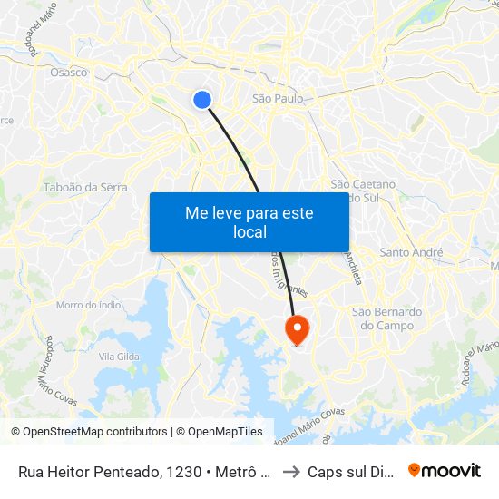 Rua Heitor Penteado, 1230 • Metrô Vila Madalena to Caps sul Diadema map