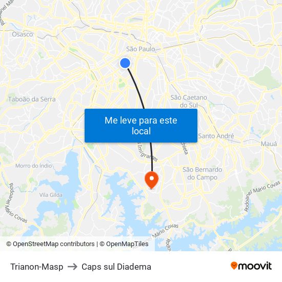 Trianon-Masp to Caps sul Diadema map