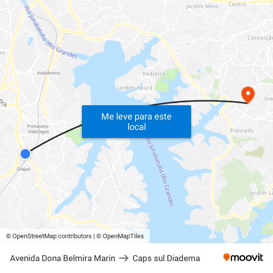 Avenida Dona Belmira Marin to Caps sul Diadema map