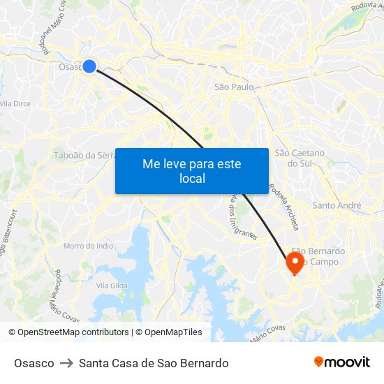 Osasco to Santa Casa de Sao Bernardo map