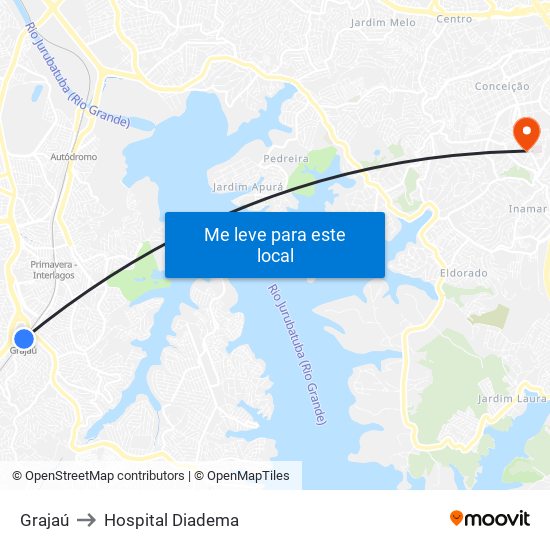 Grajaú to Hospital Diadema map