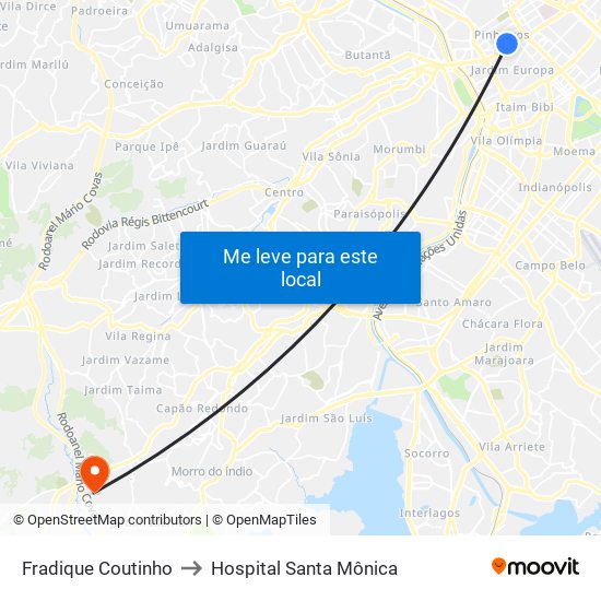 Fradique Coutinho to Hospital Santa Mônica map