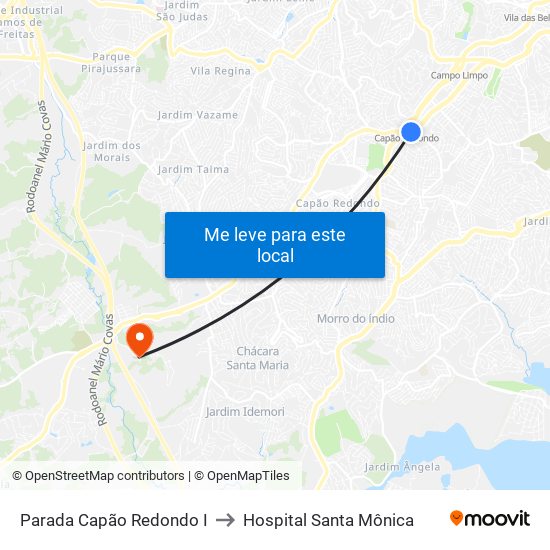 Parada Capão Redondo I to Hospital Santa Mônica map