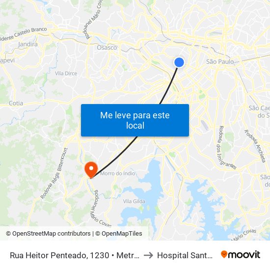 Rua Heitor Penteado, 1230 • Metrô Vila Madalena to Hospital Santa Mônica map