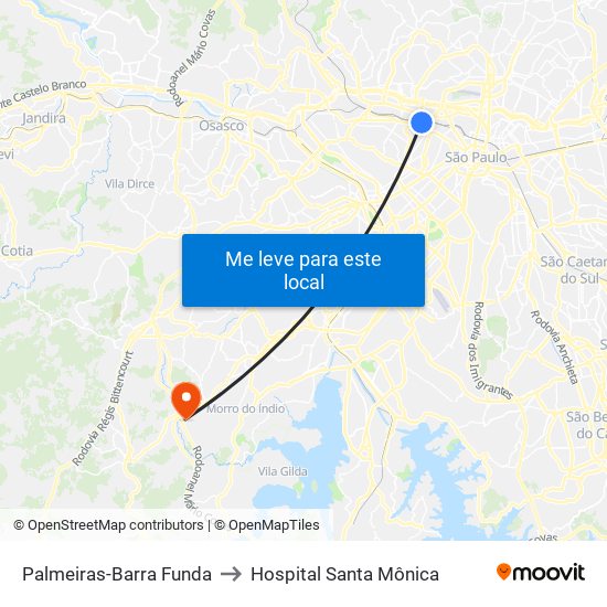 Palmeiras-Barra Funda to Hospital Santa Mônica map