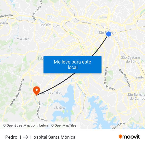 Pedro II to Hospital Santa Mônica map