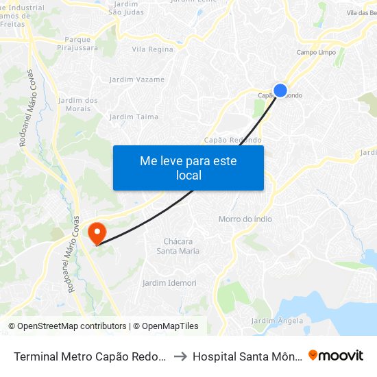 Terminal Metro Capão Redondo to Hospital Santa Mônica map