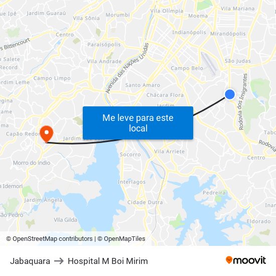 Jabaquara to Hospital M Boi Mirim map