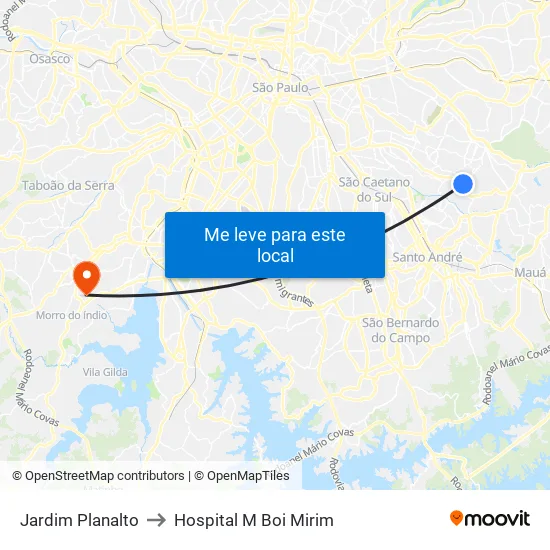 Jardim Planalto to Hospital M Boi Mirim map