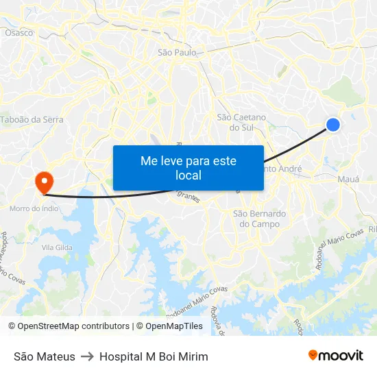 São Mateus to Hospital M Boi Mirim map