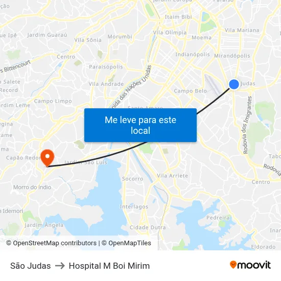 São Judas to Hospital M Boi Mirim map