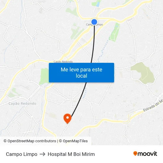 Campo Limpo to Hospital M Boi Mirim map