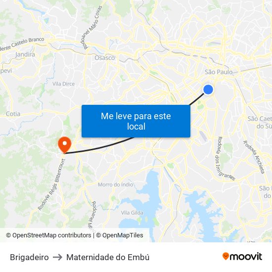 Brigadeiro to Maternidade do Embú map