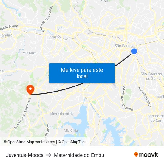 Juventus-Mooca to Maternidade do Embú map