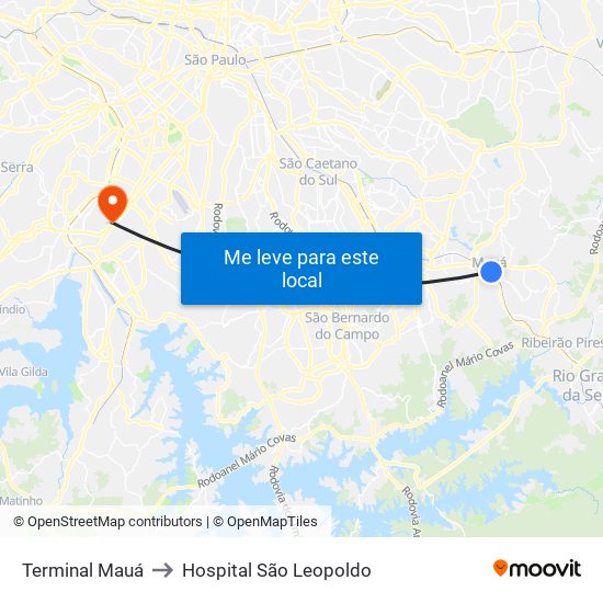 Terminal Mauá to Hospital São Leopoldo map
