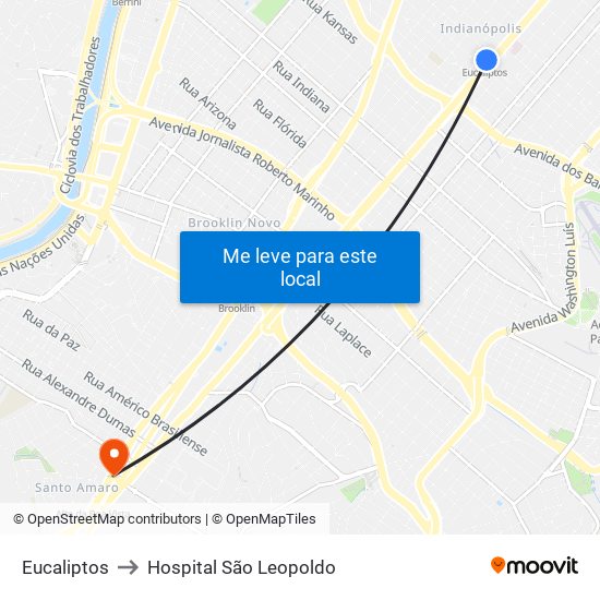 Eucaliptos to Hospital São Leopoldo map