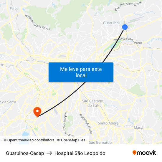 Guarulhos-Cecap to Hospital São Leopoldo map