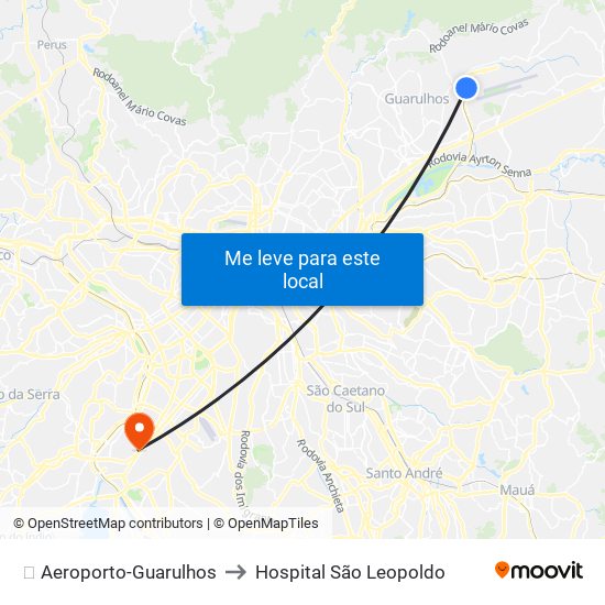 ✈️ Aeroporto-Guarulhos to Hospital São Leopoldo map