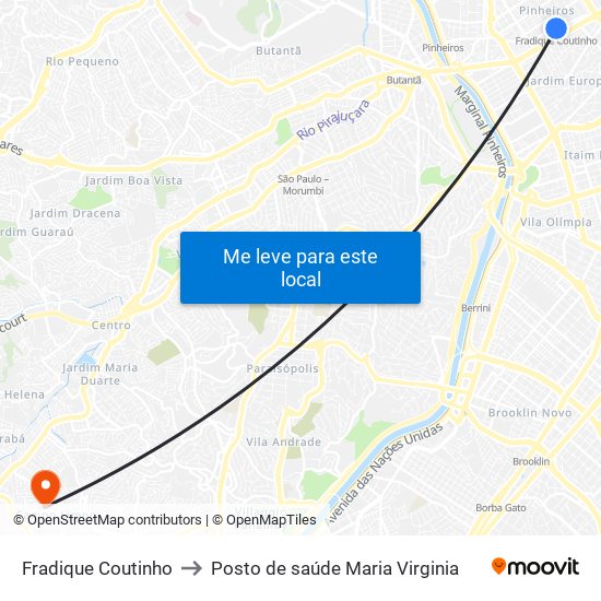 Fradique Coutinho to Posto de saúde Maria Virginia map