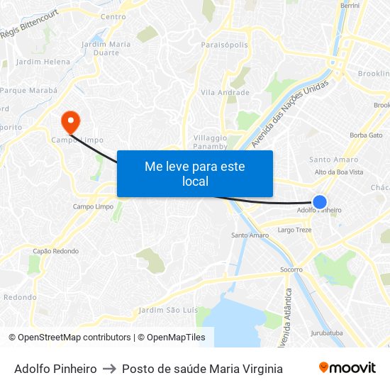 Adolfo Pinheiro to Posto de saúde Maria Virginia map